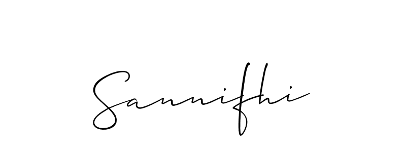 Allison_Script is a professional signature style that is perfect for those who want to add a touch of class to their signature. It is also a great choice for those who want to make their signature more unique. Get Sannifhi name to fancy signature for free. Sannifhi signature style 2 images and pictures png