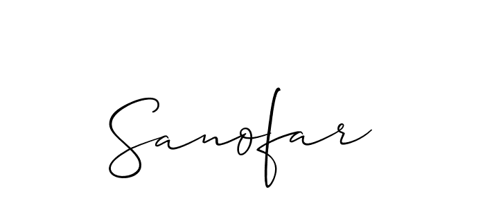 Make a beautiful signature design for name Sanofar. With this signature (Allison_Script) style, you can create a handwritten signature for free. Sanofar signature style 2 images and pictures png