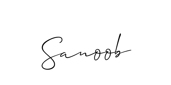 Create a beautiful signature design for name Sanoob. With this signature (Allison_Script) fonts, you can make a handwritten signature for free. Sanoob signature style 2 images and pictures png