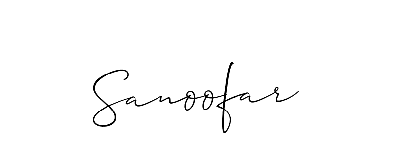 Use a signature maker to create a handwritten signature online. With this signature software, you can design (Allison_Script) your own signature for name Sanoofar. Sanoofar signature style 2 images and pictures png