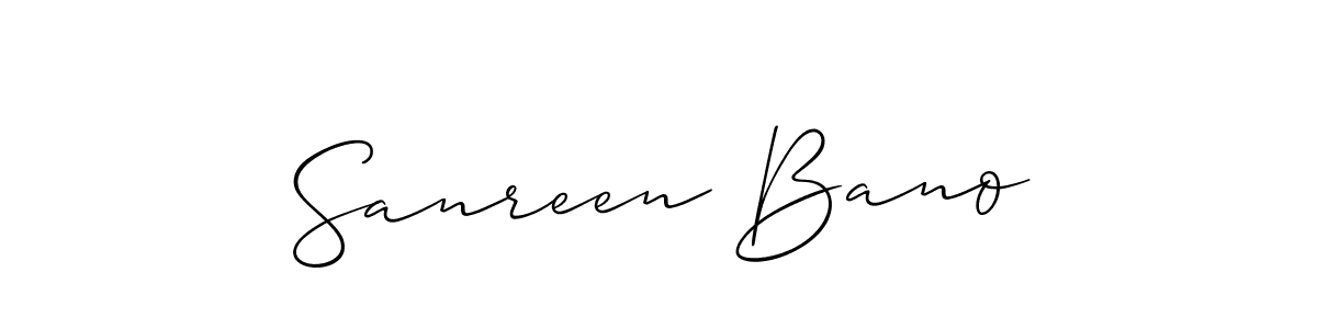 Make a beautiful signature design for name Sanreen Bano. With this signature (Allison_Script) style, you can create a handwritten signature for free. Sanreen Bano signature style 2 images and pictures png