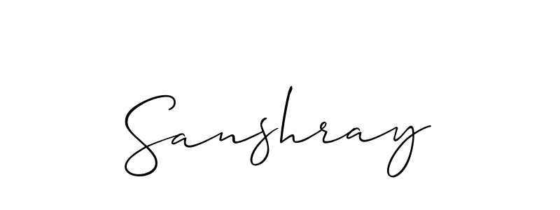 Use a signature maker to create a handwritten signature online. With this signature software, you can design (Allison_Script) your own signature for name Sanshray. Sanshray signature style 2 images and pictures png