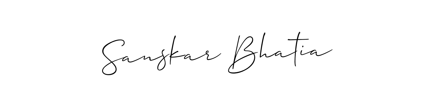How to make Sanskar Bhatia name signature. Use Allison_Script style for creating short signs online. This is the latest handwritten sign. Sanskar Bhatia signature style 2 images and pictures png