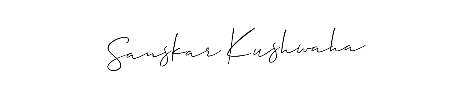 Also You can easily find your signature by using the search form. We will create Sanskar Kushwaha name handwritten signature images for you free of cost using Allison_Script sign style. Sanskar Kushwaha signature style 2 images and pictures png