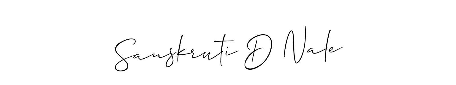 How to make Sanskruti D Nale name signature. Use Allison_Script style for creating short signs online. This is the latest handwritten sign. Sanskruti D Nale signature style 2 images and pictures png