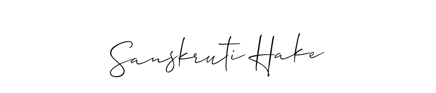 How to make Sanskruti Hake name signature. Use Allison_Script style for creating short signs online. This is the latest handwritten sign. Sanskruti Hake signature style 2 images and pictures png