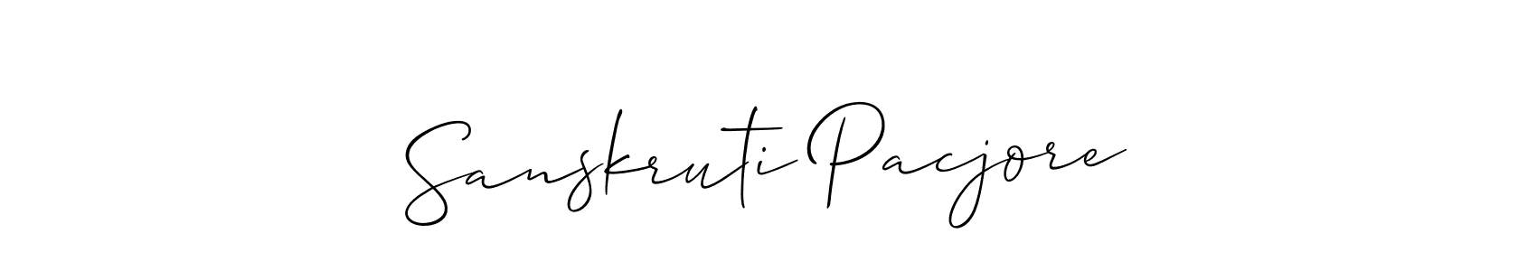 Make a short Sanskruti Pacjore signature style. Manage your documents anywhere anytime using Allison_Script. Create and add eSignatures, submit forms, share and send files easily. Sanskruti Pacjore signature style 2 images and pictures png