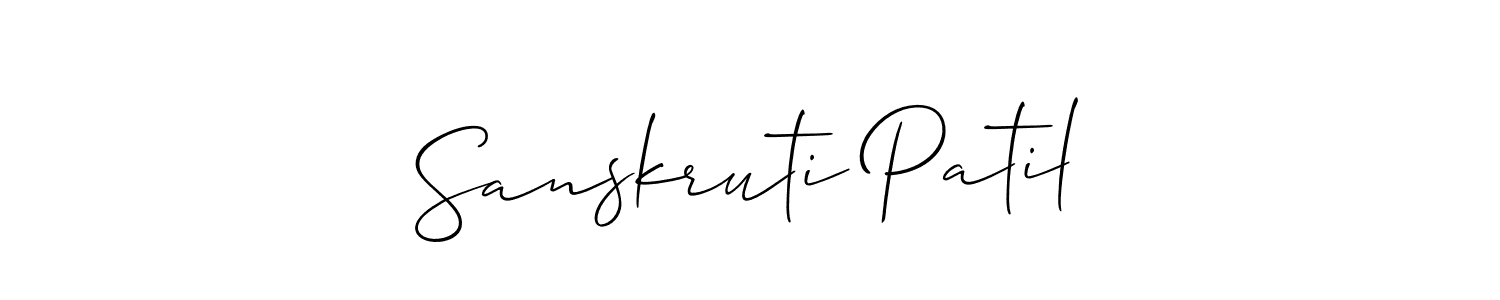 Create a beautiful signature design for name Sanskruti Patil. With this signature (Allison_Script) fonts, you can make a handwritten signature for free. Sanskruti Patil signature style 2 images and pictures png