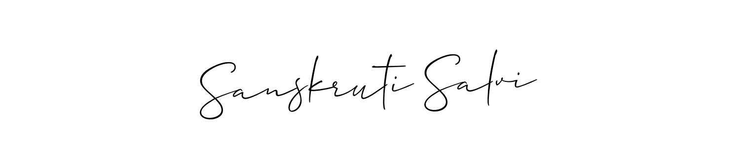 Create a beautiful signature design for name Sanskruti Salvi. With this signature (Allison_Script) fonts, you can make a handwritten signature for free. Sanskruti Salvi signature style 2 images and pictures png