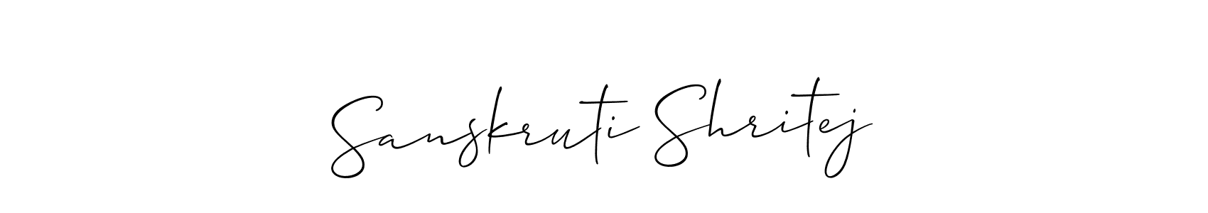 Also You can easily find your signature by using the search form. We will create Sanskruti Shritej name handwritten signature images for you free of cost using Allison_Script sign style. Sanskruti Shritej signature style 2 images and pictures png