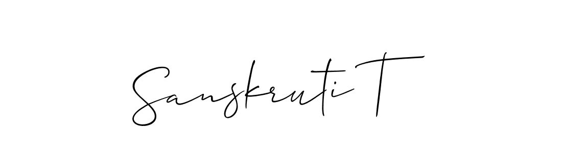 The best way (Allison_Script) to make a short signature is to pick only two or three words in your name. The name Sanskruti T include a total of six letters. For converting this name. Sanskruti T signature style 2 images and pictures png