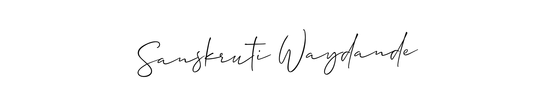 Allison_Script is a professional signature style that is perfect for those who want to add a touch of class to their signature. It is also a great choice for those who want to make their signature more unique. Get Sanskruti Waydande name to fancy signature for free. Sanskruti Waydande signature style 2 images and pictures png