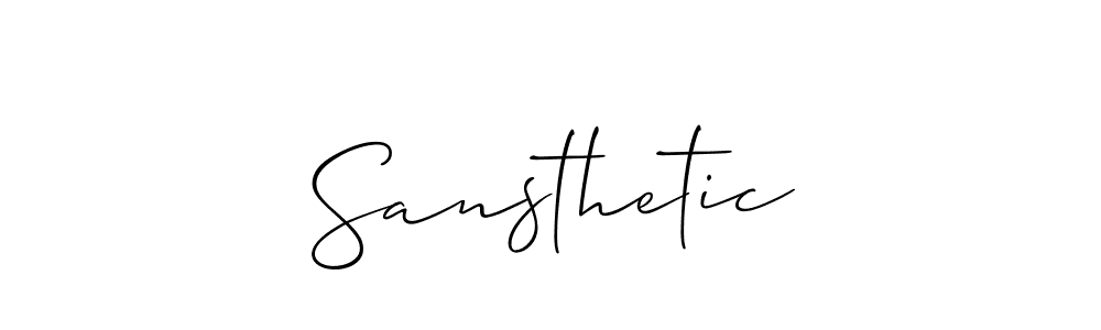 You should practise on your own different ways (Allison_Script) to write your name (Sansthetic) in signature. don't let someone else do it for you. Sansthetic signature style 2 images and pictures png