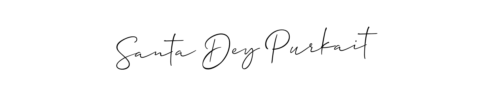 Also You can easily find your signature by using the search form. We will create Santa Dey Purkait name handwritten signature images for you free of cost using Allison_Script sign style. Santa Dey Purkait signature style 2 images and pictures png