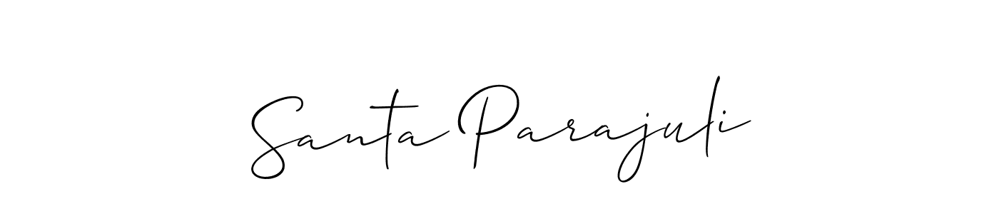 Use a signature maker to create a handwritten signature online. With this signature software, you can design (Allison_Script) your own signature for name Santa Parajuli. Santa Parajuli signature style 2 images and pictures png