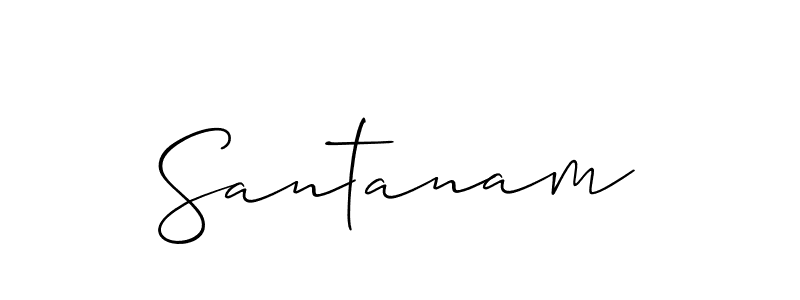 Design your own signature with our free online signature maker. With this signature software, you can create a handwritten (Allison_Script) signature for name Santanam. Santanam signature style 2 images and pictures png