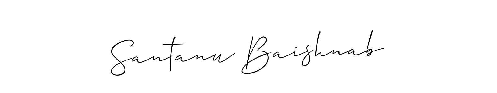 You should practise on your own different ways (Allison_Script) to write your name (Santanu Baishnab) in signature. don't let someone else do it for you. Santanu Baishnab signature style 2 images and pictures png