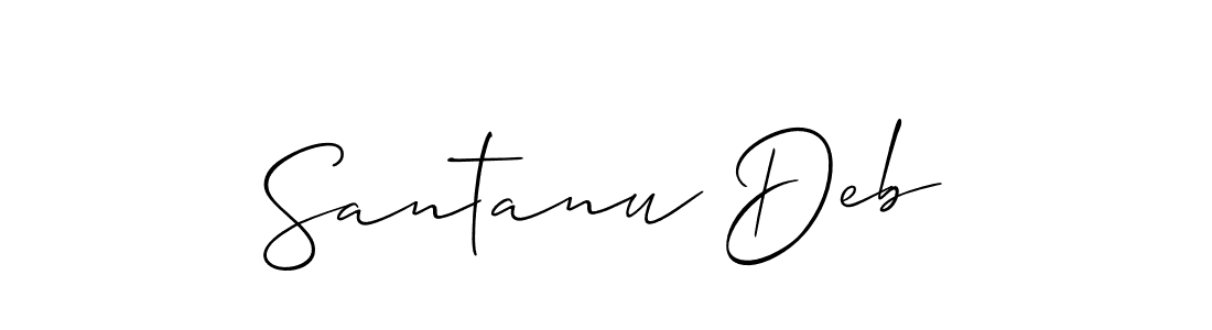 How to Draw Santanu Deb signature style? Allison_Script is a latest design signature styles for name Santanu Deb. Santanu Deb signature style 2 images and pictures png