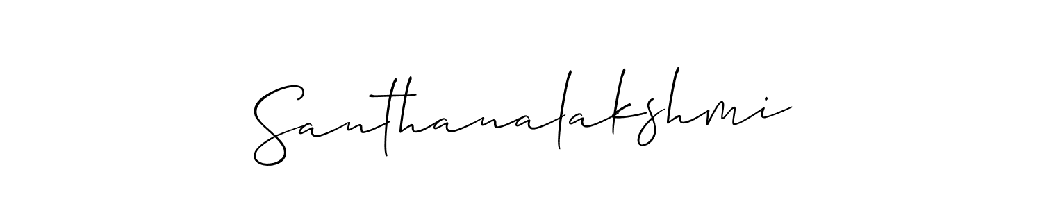 The best way (Allison_Script) to make a short signature is to pick only two or three words in your name. The name Santhanalakshmi include a total of six letters. For converting this name. Santhanalakshmi signature style 2 images and pictures png
