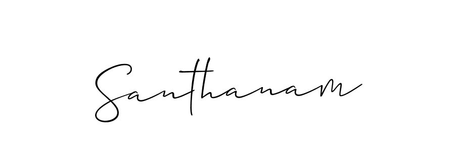 How to make Santhanam signature? Allison_Script is a professional autograph style. Create handwritten signature for Santhanam name. Santhanam signature style 2 images and pictures png