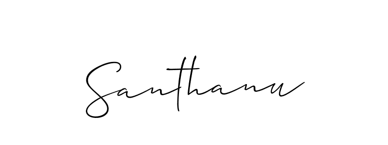 Create a beautiful signature design for name Santhanu. With this signature (Allison_Script) fonts, you can make a handwritten signature for free. Santhanu signature style 2 images and pictures png