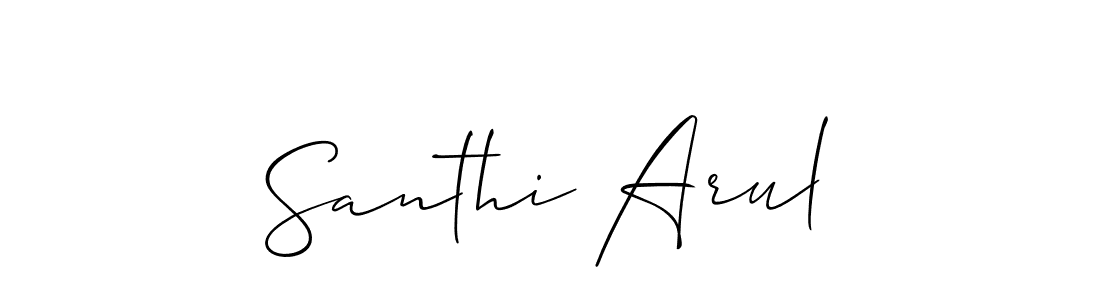 if you are searching for the best signature style for your name Santhi Arul. so please give up your signature search. here we have designed multiple signature styles  using Allison_Script. Santhi Arul signature style 2 images and pictures png