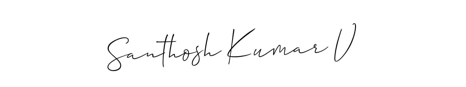 Similarly Allison_Script is the best handwritten signature design. Signature creator online .You can use it as an online autograph creator for name Santhosh Kumar V. Santhosh Kumar V signature style 2 images and pictures png