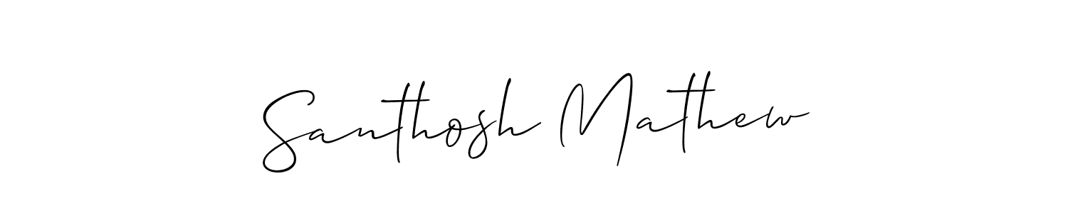 Allison_Script is a professional signature style that is perfect for those who want to add a touch of class to their signature. It is also a great choice for those who want to make their signature more unique. Get Santhosh Mathew name to fancy signature for free. Santhosh Mathew signature style 2 images and pictures png