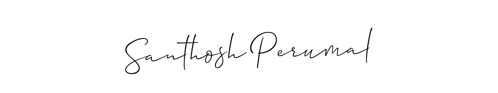 The best way (Allison_Script) to make a short signature is to pick only two or three words in your name. The name Santhosh Perumal include a total of six letters. For converting this name. Santhosh Perumal signature style 2 images and pictures png