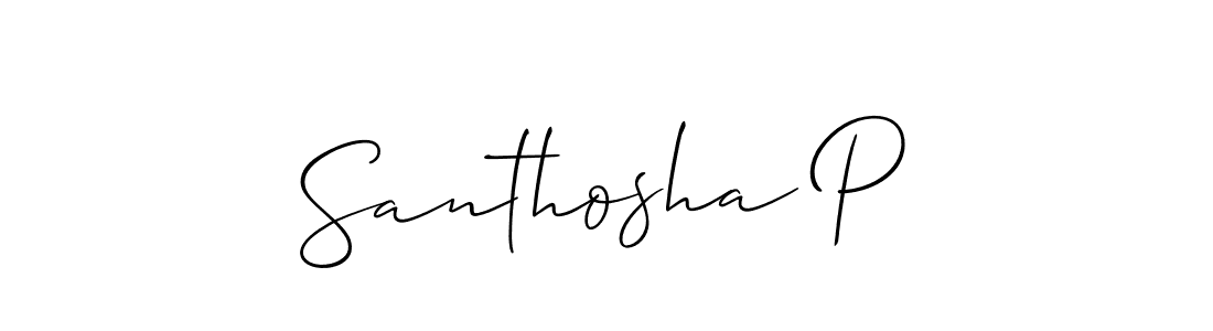 It looks lik you need a new signature style for name Santhosha P. Design unique handwritten (Allison_Script) signature with our free signature maker in just a few clicks. Santhosha P signature style 2 images and pictures png
