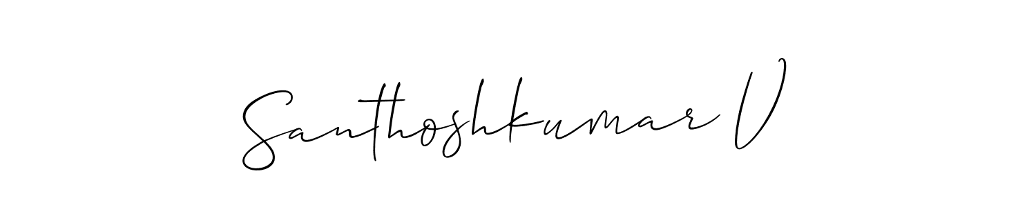 Create a beautiful signature design for name Santhoshkumar V. With this signature (Allison_Script) fonts, you can make a handwritten signature for free. Santhoshkumar V signature style 2 images and pictures png