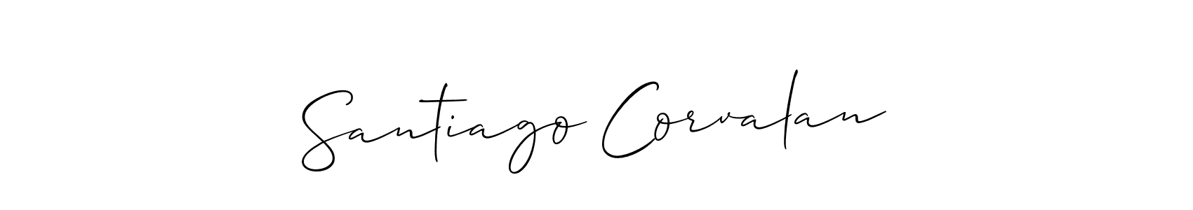 You should practise on your own different ways (Allison_Script) to write your name (Santiago Corvalan) in signature. don't let someone else do it for you. Santiago Corvalan signature style 2 images and pictures png