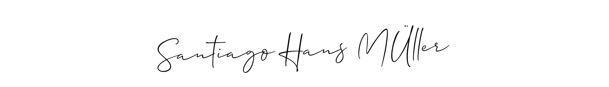 Make a short Santiago Hans MÜller signature style. Manage your documents anywhere anytime using Allison_Script. Create and add eSignatures, submit forms, share and send files easily. Santiago Hans MÜller signature style 2 images and pictures png