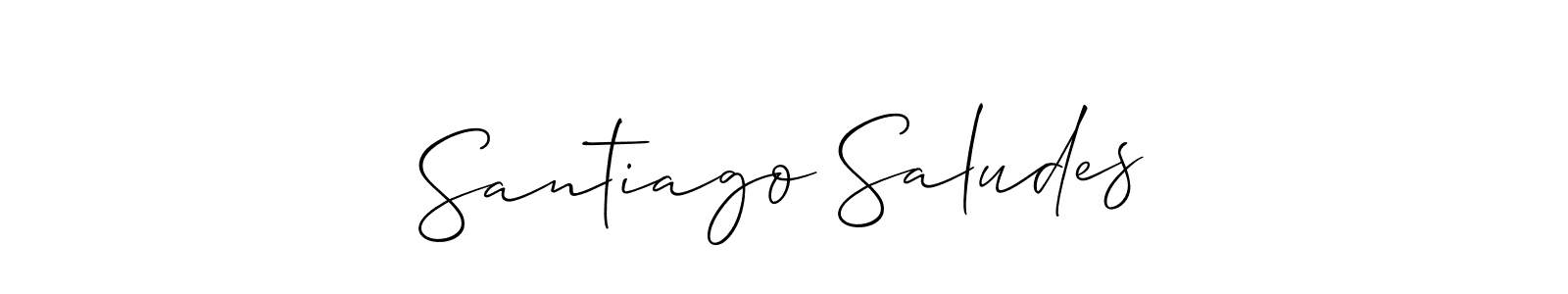 Also You can easily find your signature by using the search form. We will create Santiago Saludes name handwritten signature images for you free of cost using Allison_Script sign style. Santiago Saludes signature style 2 images and pictures png