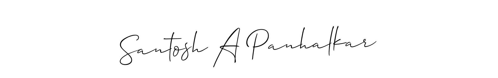 The best way (Allison_Script) to make a short signature is to pick only two or three words in your name. The name Santosh A Panhalkar include a total of six letters. For converting this name. Santosh A Panhalkar signature style 2 images and pictures png