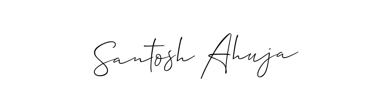 The best way (Allison_Script) to make a short signature is to pick only two or three words in your name. The name Santosh Ahuja include a total of six letters. For converting this name. Santosh Ahuja signature style 2 images and pictures png
