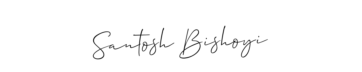 Create a beautiful signature design for name Santosh Bishoyi. With this signature (Allison_Script) fonts, you can make a handwritten signature for free. Santosh Bishoyi signature style 2 images and pictures png