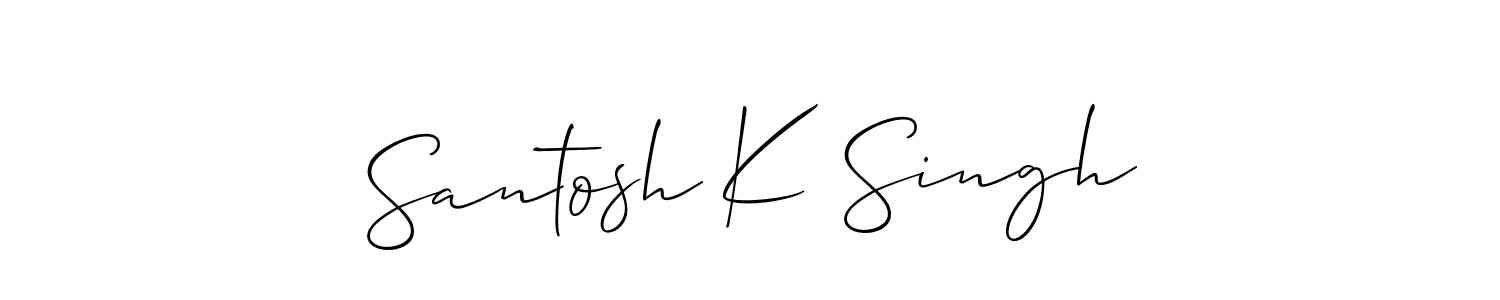 Also You can easily find your signature by using the search form. We will create Santosh K Singh name handwritten signature images for you free of cost using Allison_Script sign style. Santosh K Singh signature style 2 images and pictures png