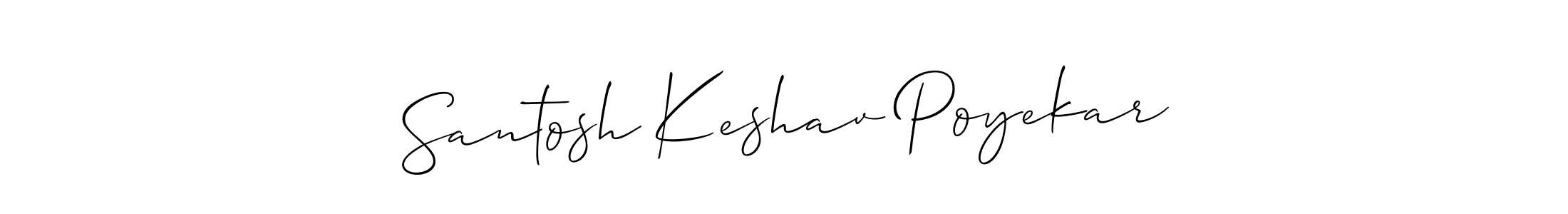 The best way (Allison_Script) to make a short signature is to pick only two or three words in your name. The name Santosh Keshav Poyekar include a total of six letters. For converting this name. Santosh Keshav Poyekar signature style 2 images and pictures png