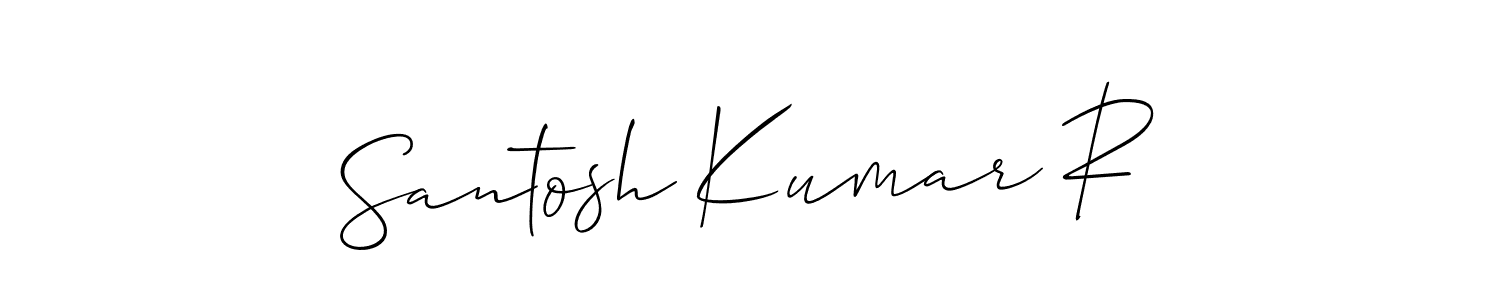 The best way (Allison_Script) to make a short signature is to pick only two or three words in your name. The name Santosh Kumar R include a total of six letters. For converting this name. Santosh Kumar R signature style 2 images and pictures png