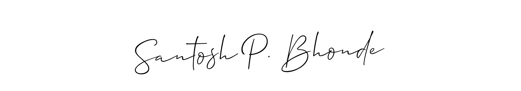 How to make Santosh P. Bhonde name signature. Use Allison_Script style for creating short signs online. This is the latest handwritten sign. Santosh P. Bhonde signature style 2 images and pictures png