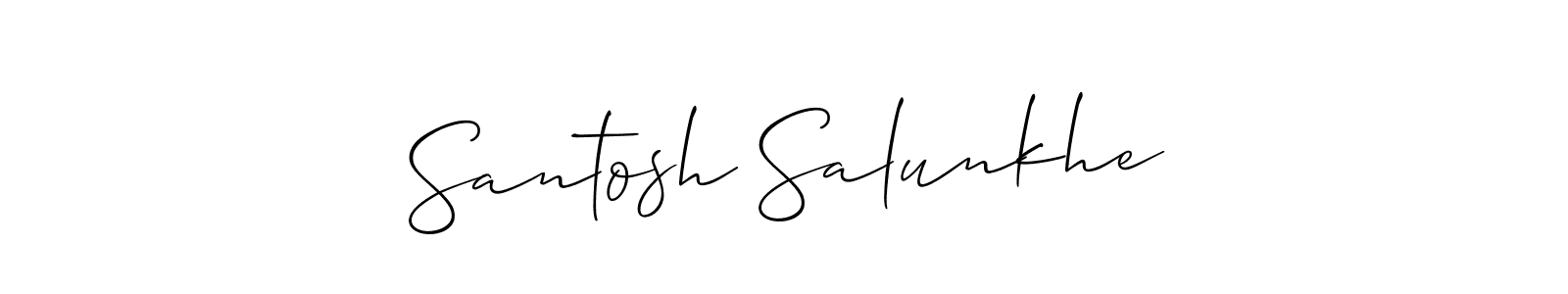 The best way (Allison_Script) to make a short signature is to pick only two or three words in your name. The name Santosh Salunkhe include a total of six letters. For converting this name. Santosh Salunkhe signature style 2 images and pictures png