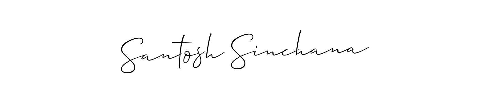 The best way (Allison_Script) to make a short signature is to pick only two or three words in your name. The name Santosh Sinchana include a total of six letters. For converting this name. Santosh Sinchana signature style 2 images and pictures png