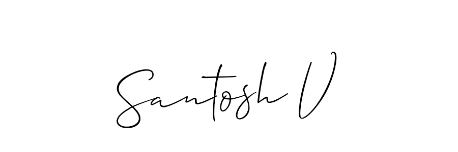 How to make Santosh V signature? Allison_Script is a professional autograph style. Create handwritten signature for Santosh V name. Santosh V signature style 2 images and pictures png
