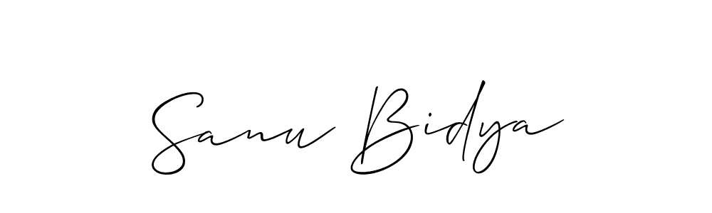 Allison_Script is a professional signature style that is perfect for those who want to add a touch of class to their signature. It is also a great choice for those who want to make their signature more unique. Get Sanu Bidya name to fancy signature for free. Sanu Bidya signature style 2 images and pictures png
