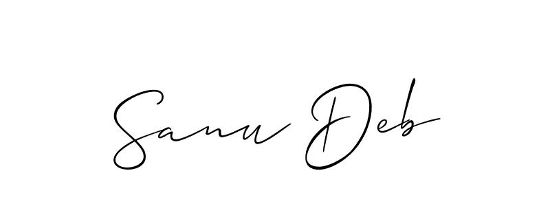 if you are searching for the best signature style for your name Sanu Deb. so please give up your signature search. here we have designed multiple signature styles  using Allison_Script. Sanu Deb signature style 2 images and pictures png
