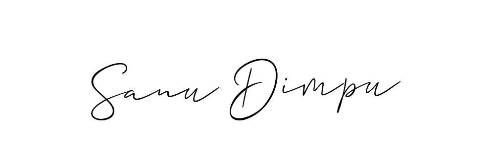 Allison_Script is a professional signature style that is perfect for those who want to add a touch of class to their signature. It is also a great choice for those who want to make their signature more unique. Get Sanu Dimpu name to fancy signature for free. Sanu Dimpu signature style 2 images and pictures png