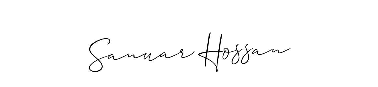 Allison_Script is a professional signature style that is perfect for those who want to add a touch of class to their signature. It is also a great choice for those who want to make their signature more unique. Get Sanuar Hossan name to fancy signature for free. Sanuar Hossan signature style 2 images and pictures png