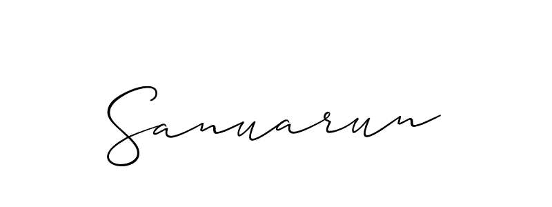 if you are searching for the best signature style for your name Sanuarun. so please give up your signature search. here we have designed multiple signature styles  using Allison_Script. Sanuarun signature style 2 images and pictures png