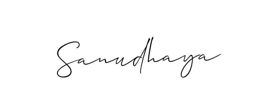 How to make Sanudhaya name signature. Use Allison_Script style for creating short signs online. This is the latest handwritten sign. Sanudhaya signature style 2 images and pictures png